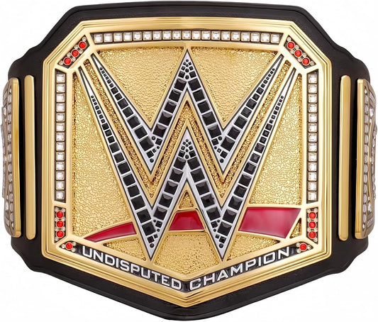 Wrestling Championship Belt Replica - Adult Size, Heavyweight Title, High-Quality Zinc Alloy Plates, Cowhide Leather Strap